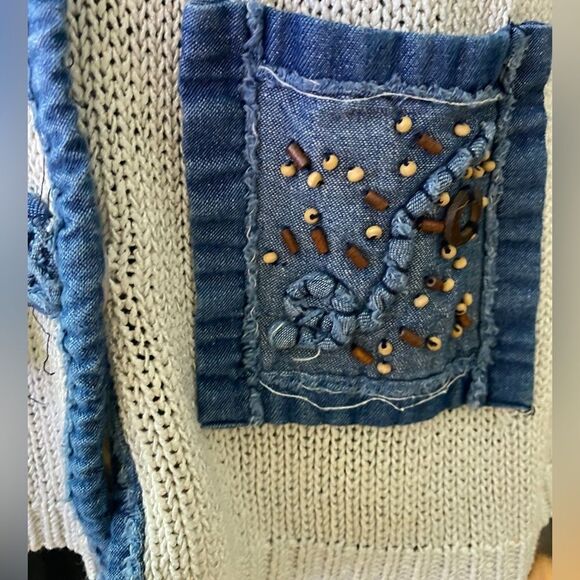 PANKHURST Vintage Button Down Denim Trimmed Sweater Cardigan Sz S - Picture 5 of 10